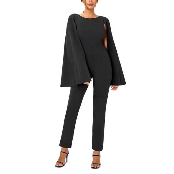 NWT Adrianna Papell Knit Crepe Cape Jumpsuit - size 18 - Picture 1 of 8